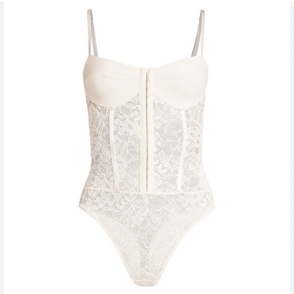 NWOT Free People X  Intimately FP Lace Night Rhythm Bodysuit Ecru White M - Picture 3 of 9